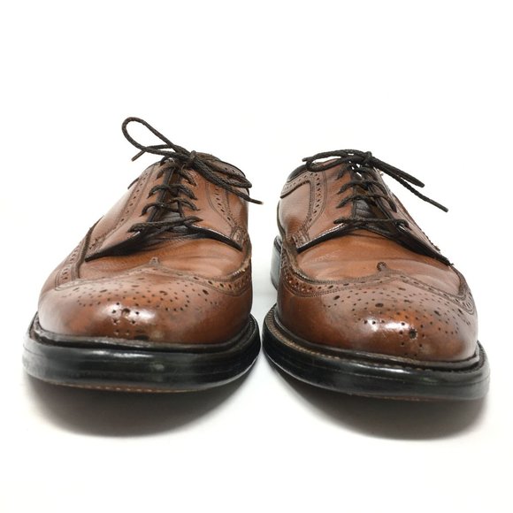 Men\'s Florsheim Longwing V Cleat Oxfords Dress Shoes Size 12 C Brown Leather
